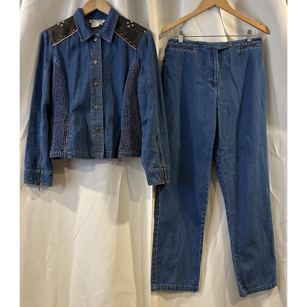 Nancy‎ Bolen City Girl  LCowgirl Western Denim Set Size 10 VTG